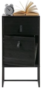 Zola fekete fiókos éjjeliszekrény ajtóval - WOOOD