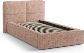 Rózsaszín kárpitozott ágyneműtartós egyszemélyes ágy ágyráccsal 90x200 cm Darren – Micadoni