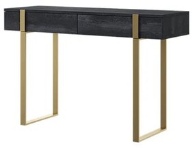 Verica modern konzolasztal/sminkasztal - szénfekete / arany lábak