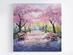 Poszter Város Park Fák Virágok Padok Sikátor Kilátás 40x40