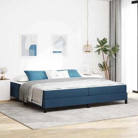 Boxrugós ágy matracmal Kék 200 x 200 cm szövet