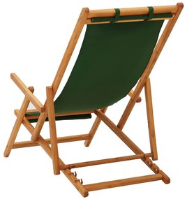 Tömör eukaliptuszfa és zöld szövet összecsukható strandszék