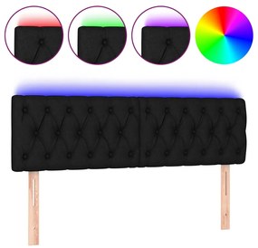 fekete szövet LED-es fejtámla 160x7x78/88 cm