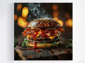 Canvas Vászonkép Étel Főzés Hamburger Gyorsétterem Hot 40x40