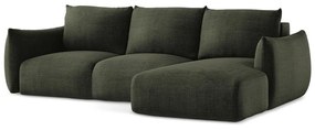 Zöld kinyitható sarokkanapé (jobb oldali-heverő résszel) Leila – Makamii