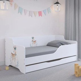 LILU Fehér gyerekágy háttámlával 160 x 80 cm - Őzikés