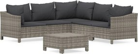 vidaXL 6 részes szürke polyrattan kerti ülőgarnitúra párnákkal