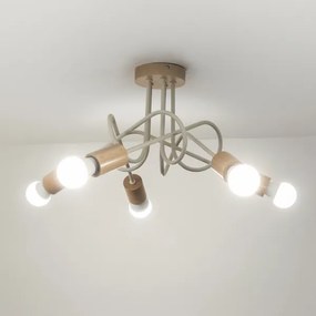Felületre szerelhető csillár OXFORD 5xE27/15W/230V fenyő/krémszínű