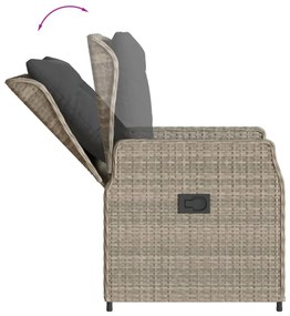 2 db világosszürke polyrattan dönthető kerti szék