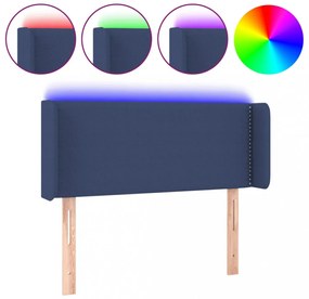 kék szövet LED-es fejtámla 83 x 16 x 78/88 cm