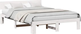 vidaXL Ágykeret fejtámlával Fehér 150 x 200 cm Tömör fenyőfa