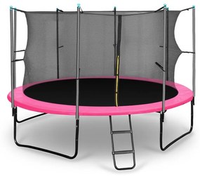 Rocketgirl 366, 366 cm trambulin, belső biztonsági háló, széles létra, rózsaszín