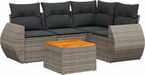 vidaXL 5 részes szürke polyrattan kerti ülőgarnitúra párnákkal