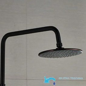 Zuhanyrendszer EYN NTC79887 LED-világítással, többféle vízsugárral, falon kívüli kivitelben, matt fekete felülettel