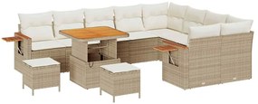 vidaXL Kerti Kanapé Szett párnával 13 pcs Beige és krém polirattan