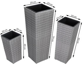 Casaria® 3 db virágcserép készlet - szürke