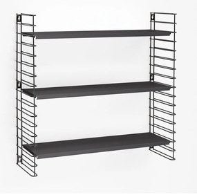 Libro háromszintes fekete polc, hossz 70 cm - Metaltex