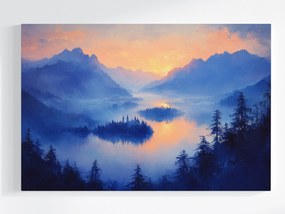 Vászonkép Canvas Tájkép Magas Hegyek Erdő Tó Sziget Kastély 120x80