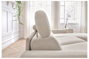 Krémszínű kordbársony kinyitható sarokkanapé (variálható) Monaco – Bobochic Paris