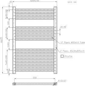 Novaservis - Fürdőszobai létra jellegű törölközőszárító radiátor 478W/230V 90x60 cm fehér, egyenes