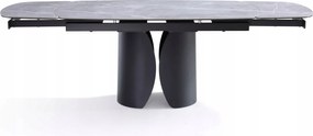 Kerámia asztal 160 – 240x90 Összecsukható Szürke Márvány, Fekete Lábak Ischia