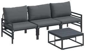 Kerti Kanapé Szett 4 pcs Antracitszürke Acél