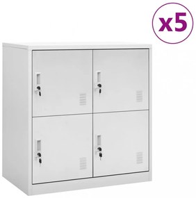 5 db világosszürke acél zárható szekrény 90 x 45 x 92,5 cm