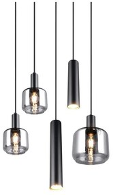 Fekete függőlámpa fém-üveg búrával ø 40 cm Mataro – Trio