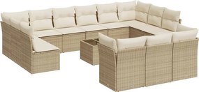 vidaXL 14 részes bézs polyrattan kerti ülőgarnitúra párnával