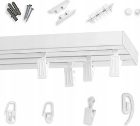 Mennyezeti fĂŒggönykarnis tripla Pvc 260 cm mennyezeti sĂn bĂ©ka biztosĂtĂłtƱ szett