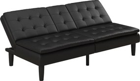 Fekete bőrutánzat kinyitható kanapé 191 cm Maine – Støraa