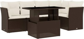 vidaXL 6 részes barna polyrattan kerti ülőgarnitúra párnával