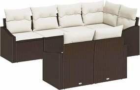 vidaXL Kanapé Szett párnával 7 pcs Barna polirattan