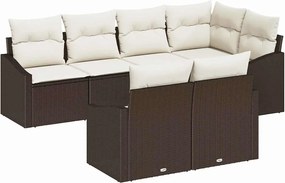 vidaXL Kanapé Szett párnával 7 pcs Barna polirattan