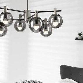 Csillár rúdon LILOU 6xE14/5W/230V matt króm/füstös