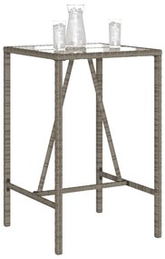 szürke polyrattan kültéri bárasztal 70 x 70 x 110 cm