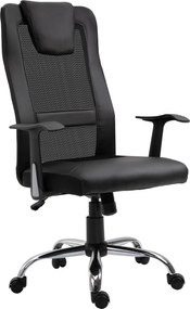 Vinsetto Irodai Forgószék Magasságállítható Ergonomikus PU Fekete 66 x 73 x 108-118 cm | Aosom