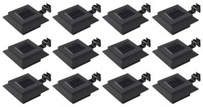 12 db fekete négyzet alakú kültéri napelemes LED lámpa 12 cm