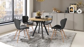 Mazzoni ALDO Artisan tölgy/fekete lábak - LOFT/IPARI STÍLUSÚ BŐVÍTHETŐ KEREK ASZTAL NAPPALIBA/ÉTKEZŐBE "Y" ALAKÚ LÁBAKKAL