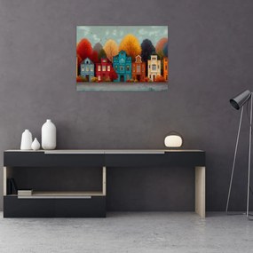 Kép - Festett őszi város (70x50 cm)