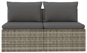 2 személyes szürke polyrattan kerti kanapé párnával