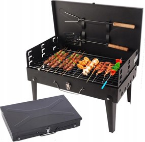 Kerti Grill Összecsukható Túragrill Hordozható Bőrönd Evőeszközök