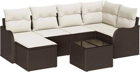 vidaXL Kerti Kanapé Szett párnával 7 pcs Barna Poli rattan