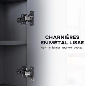 HOMCOM Fali Szekrény, fürdőszobai bútor tükörrel, tárolóval rendelkező fürdőszobai tükör, 3 ajtós szekrény 8 rekesszel, dim. 80L x 20W x 60H cm, szürk