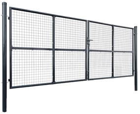vidaXL szürke horganyzott acél hálós kerti kapu 400 x 150 cm
