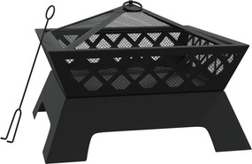 vidaXL acél XXL méretű tűztál piszkavassal 50 cm