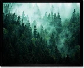 Poszter fekete keretben 50x40 Erdő Köd Tájkép Utazás