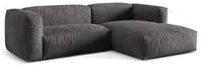 Szürke bársony moduláris sarokkanapé (jobb oldali-heverő résszel) Martina – Micadoni