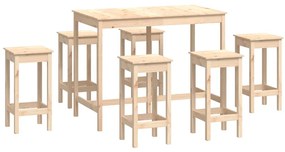 7 részes tömör fenyőfa bárszett