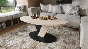 Mazzoni LOVA Bézs/Fekete - OVÁLIS DOHÁNYZÓASZTAL 110x60 cm MODERN KÁVÉZÓ ASZTAL